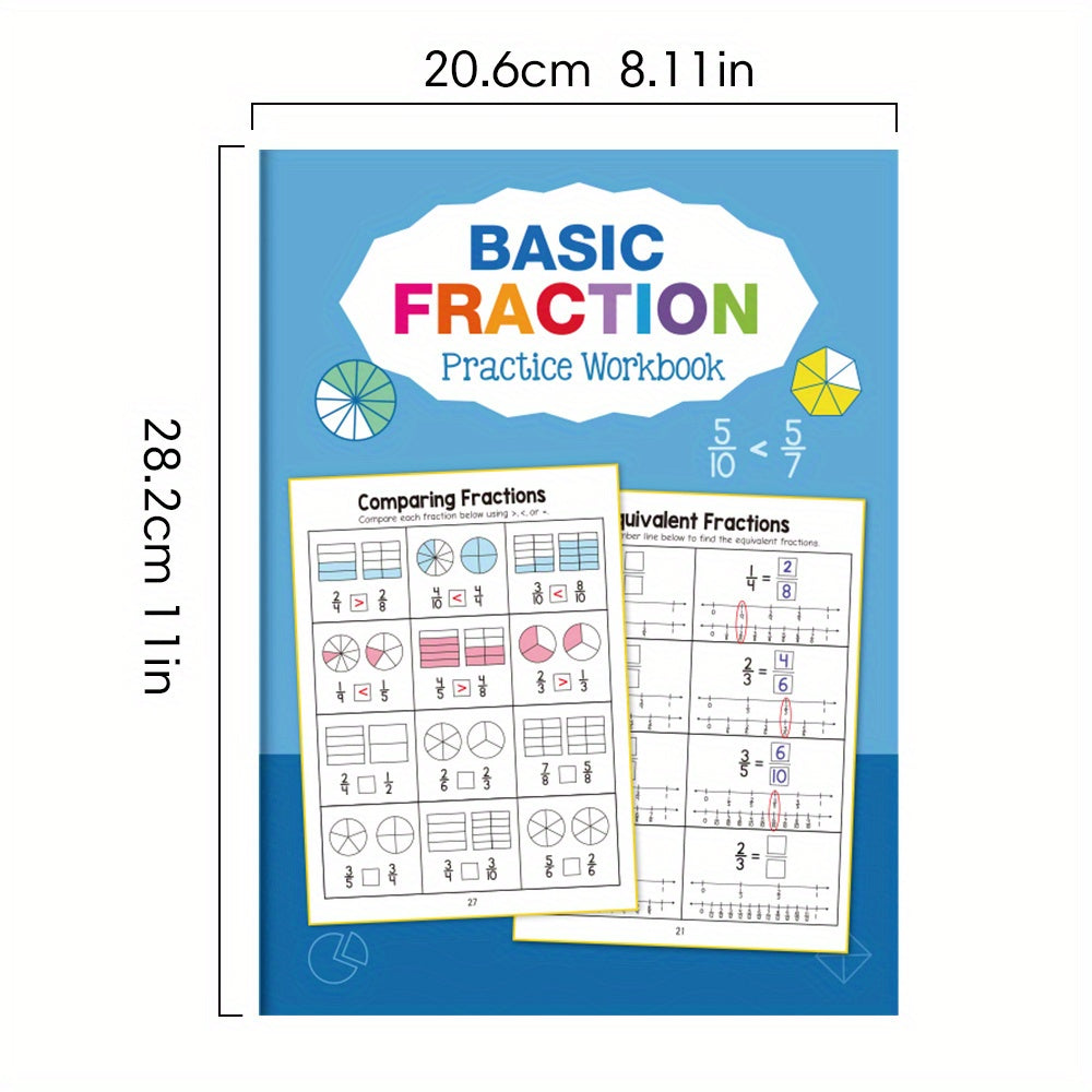 Fraction Practice Workbook for Grades 3-5, Colorful Illustrations