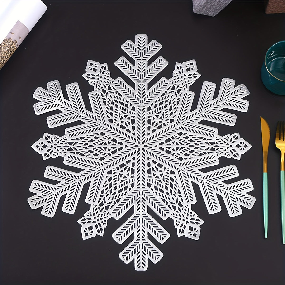 4pcs Nordic Snowflake PVC Placemats - Holiday Table Mat