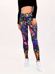 Geometric Print Yoga Pants High Waist Slimming Leggings Women's Activewear