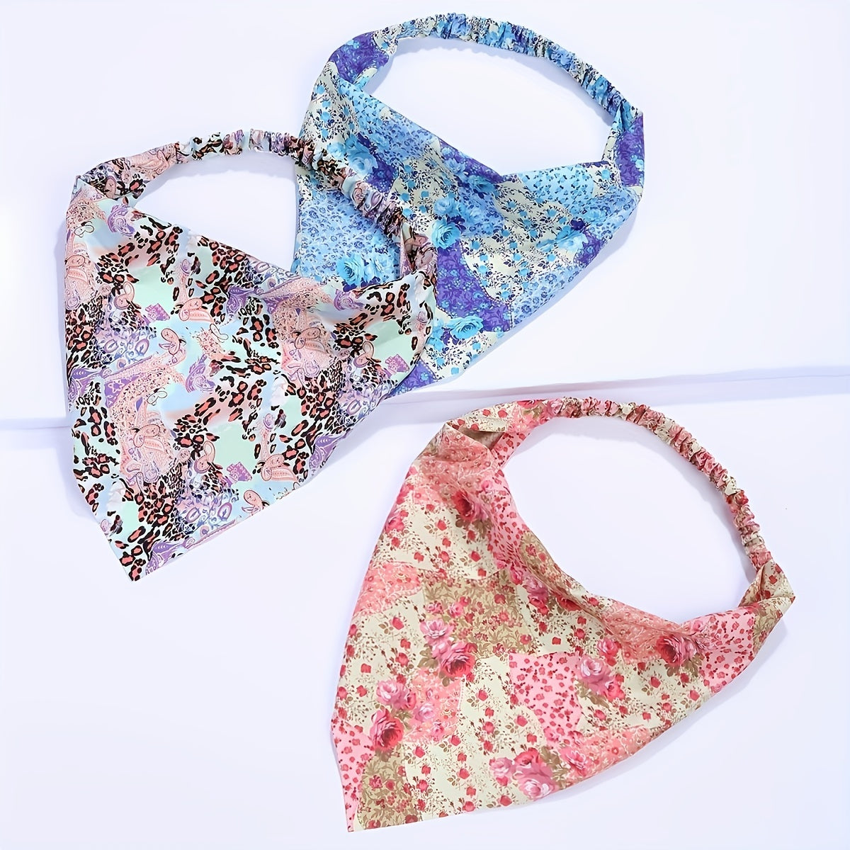 Boho Floral Triangle Scarf Vintage Printed Headband Elastic Hawaii Turban Bandan