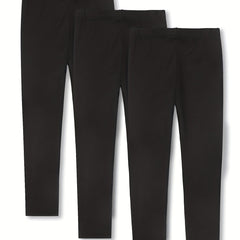 3pcs Girls' Thin Tight Leggings For Outerwear Slim Fit Long Pants