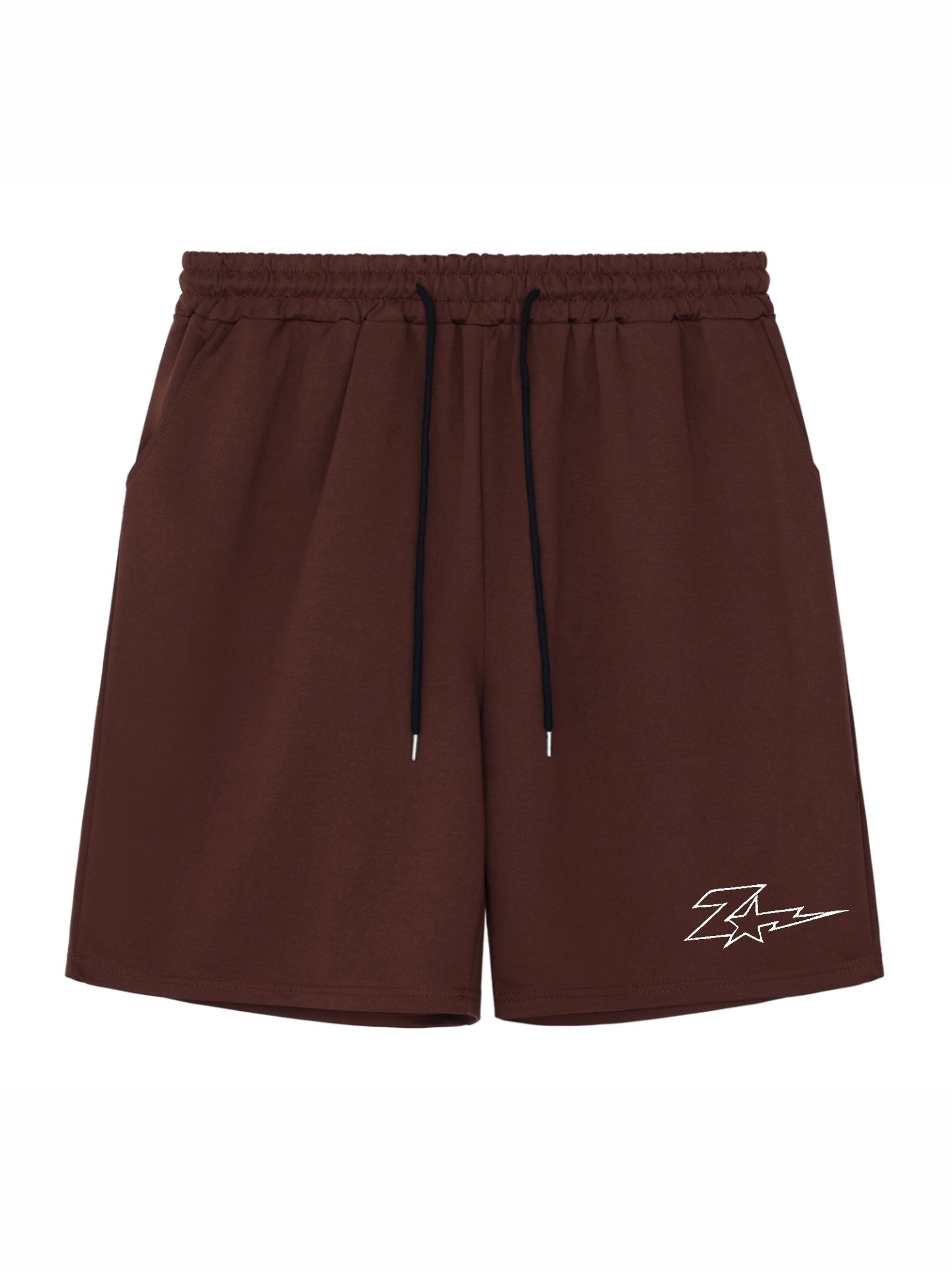Lightning & Star Pattern Comfy Shorts Mens Casual Elastic Waist Drawstring