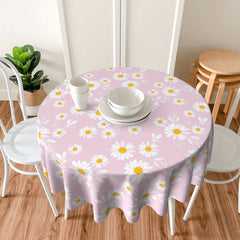 Boho Floral Round Tablecloth Stain Resistant Waterproof Wrinkle Resistant