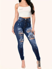 Ripped Skinny High Rise Denim Pants