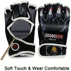 Boxing Half Finger Gloves Taekwondo Karate Protective Gear One Size