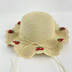 Kids' Summer Cherry Straw Hat Outing Sun Hat