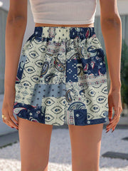 Hippie Patchwork Print Shorts for Women