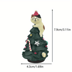 Christmas Cat Tree Cake Bear Resin Ornament Home Decor