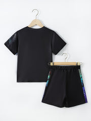 Boy's Lion Pattern 2pcs T shirt & Shorts Set for Summer
