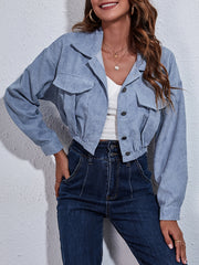Women's Corduroy Drop Shoulder Casual Winter Jacket