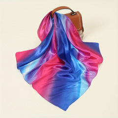 Colorful Square Scarf Gradient Tie Dye Satin Silk Shawl Neckerchief