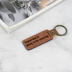 Rosewood Wooden Keychain With Inspirational Hints Retro Key Chain Keyring