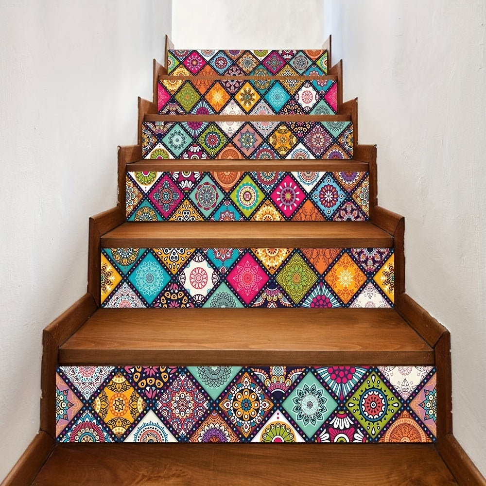 6pcs Peel And Stick Stair Riser Stickers Self Adhesive Staircase Decals