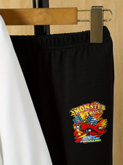 Boy's Anime Pattern Outfit 2pcs Set MONSTER TRUCK Kid's Clothes