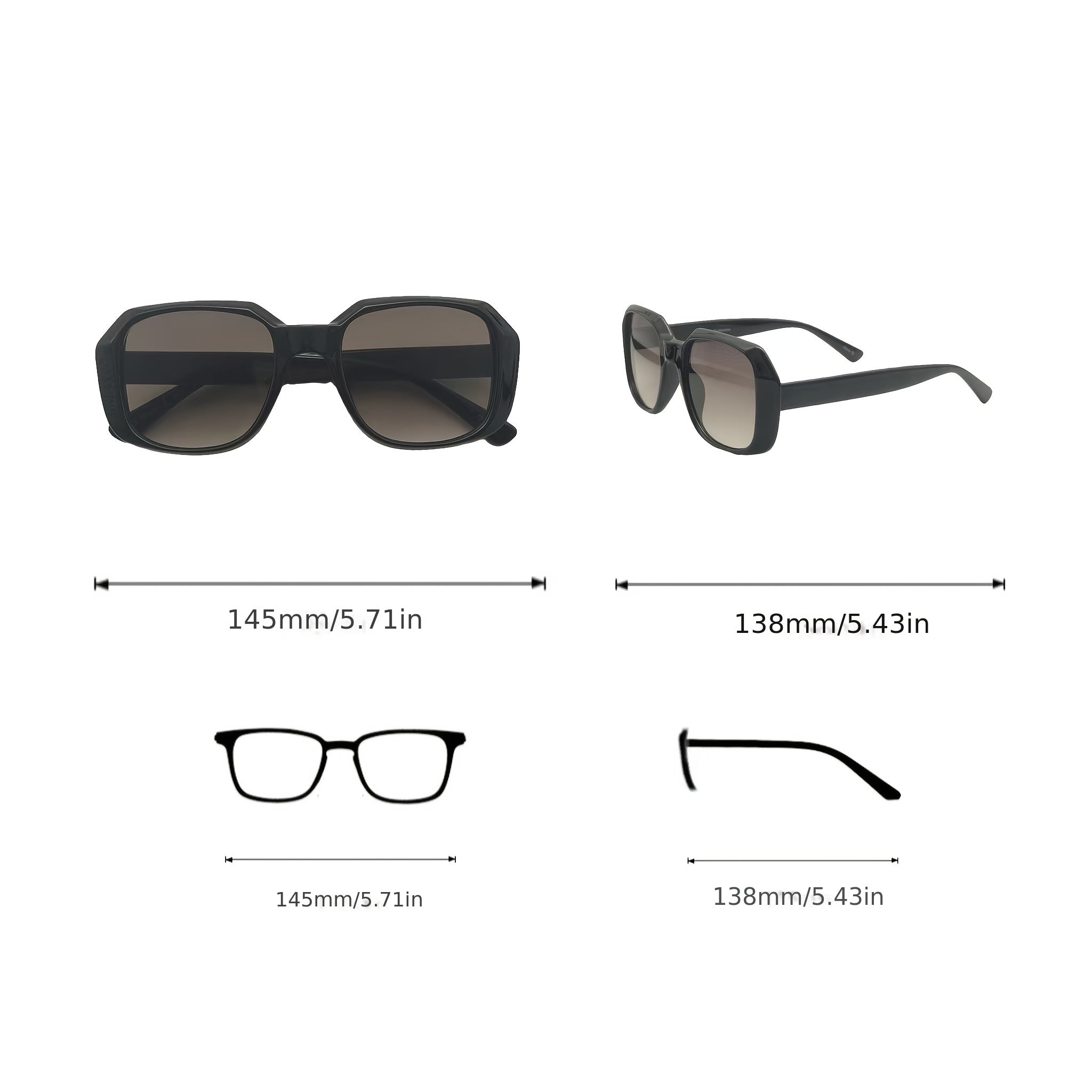 Men's Large Frame Square Sunglasses UV Resistant with Case