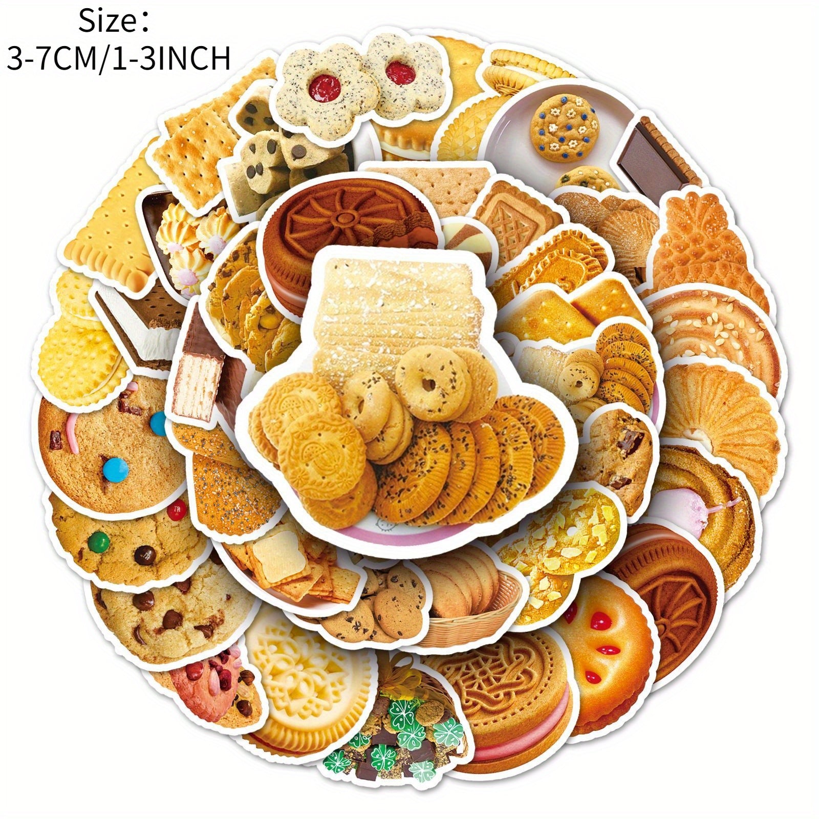 50pcs Biscuit Series Doodle Stickers Waterproof Decorative DIY Creative Toys