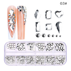 12 AB Nail Rhinestones Flat Bottom Crystal Diamond Gems 3D Glitter Nail