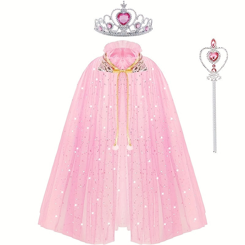 3pcs Princess Cape Set Dress up Costumes for Birthdays & Halloween