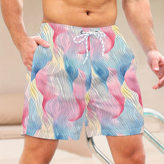 Men's Hawaiian Beach Board Shorts Striped Swim Trunks