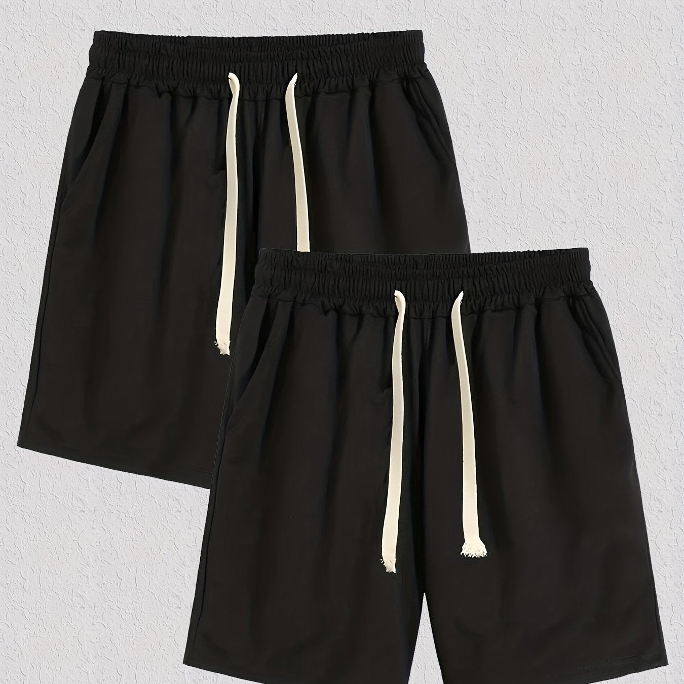 Men's Casual Solid Elastic Waist Drawstring Shorts for Summer