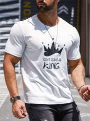 Crown & Like A King Graphic Crew Neck Tee for Men
