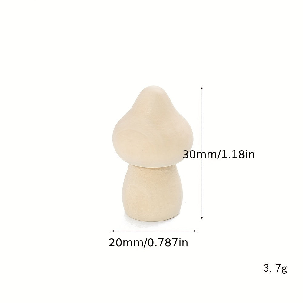 5pcs Unprocessed Wooden Mushrooms Natural Small Wooden Mushrooms