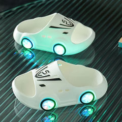 Cartoon Car Open Toe Slippers for Baby Boys Non Slip Lightweight Slipper