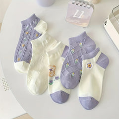 Floral Print Sweet & Low Cut Socks Women's Stockings