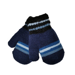 Striped Kids Wool Gloves, Double Layer Mittens