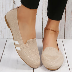 Women's Knitted Slip On Flats Comfortable Walking Shoes