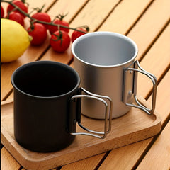Outdoor Camping Aluminum Folding Water Cup With Foldable Handles