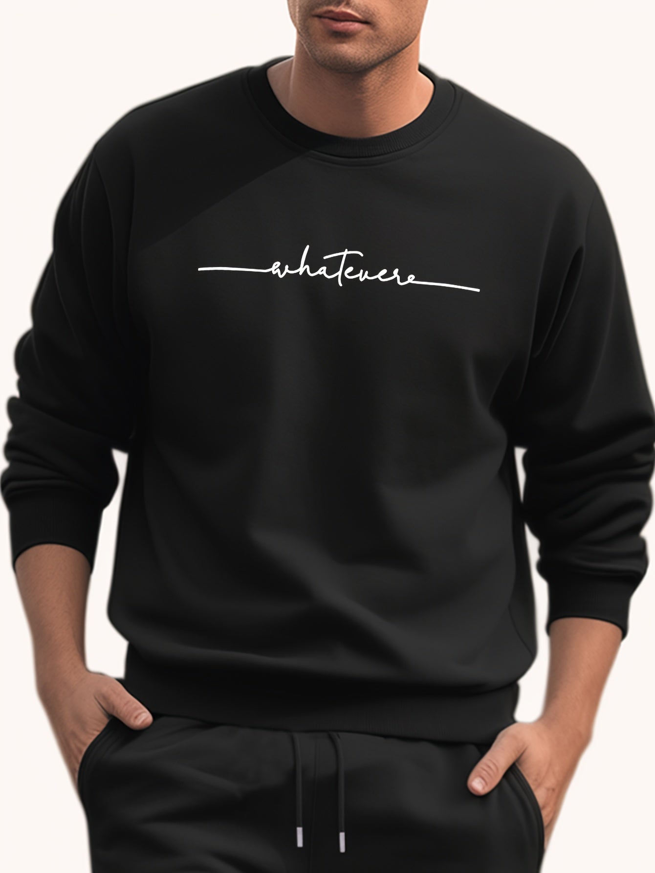 Men's Casual Whatever Print Sweatshirt