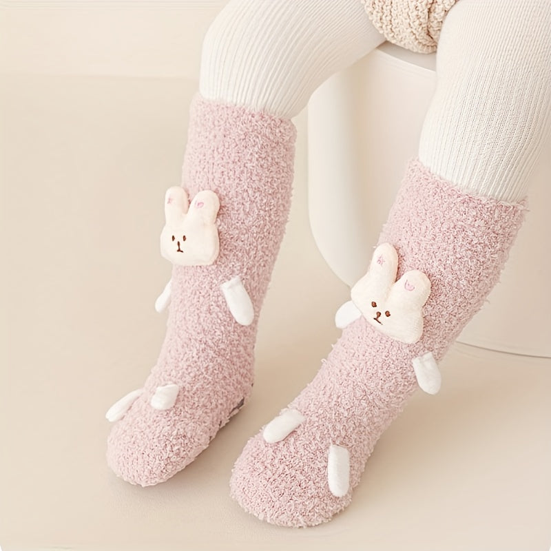Baby Girl's Non-slip Winter Solid Plush Sleep Socks