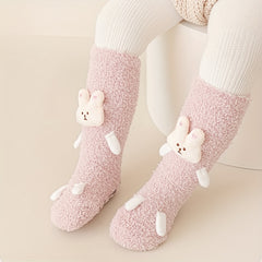 Baby Girl's Non-slip Winter Solid Plush Sleep Socks