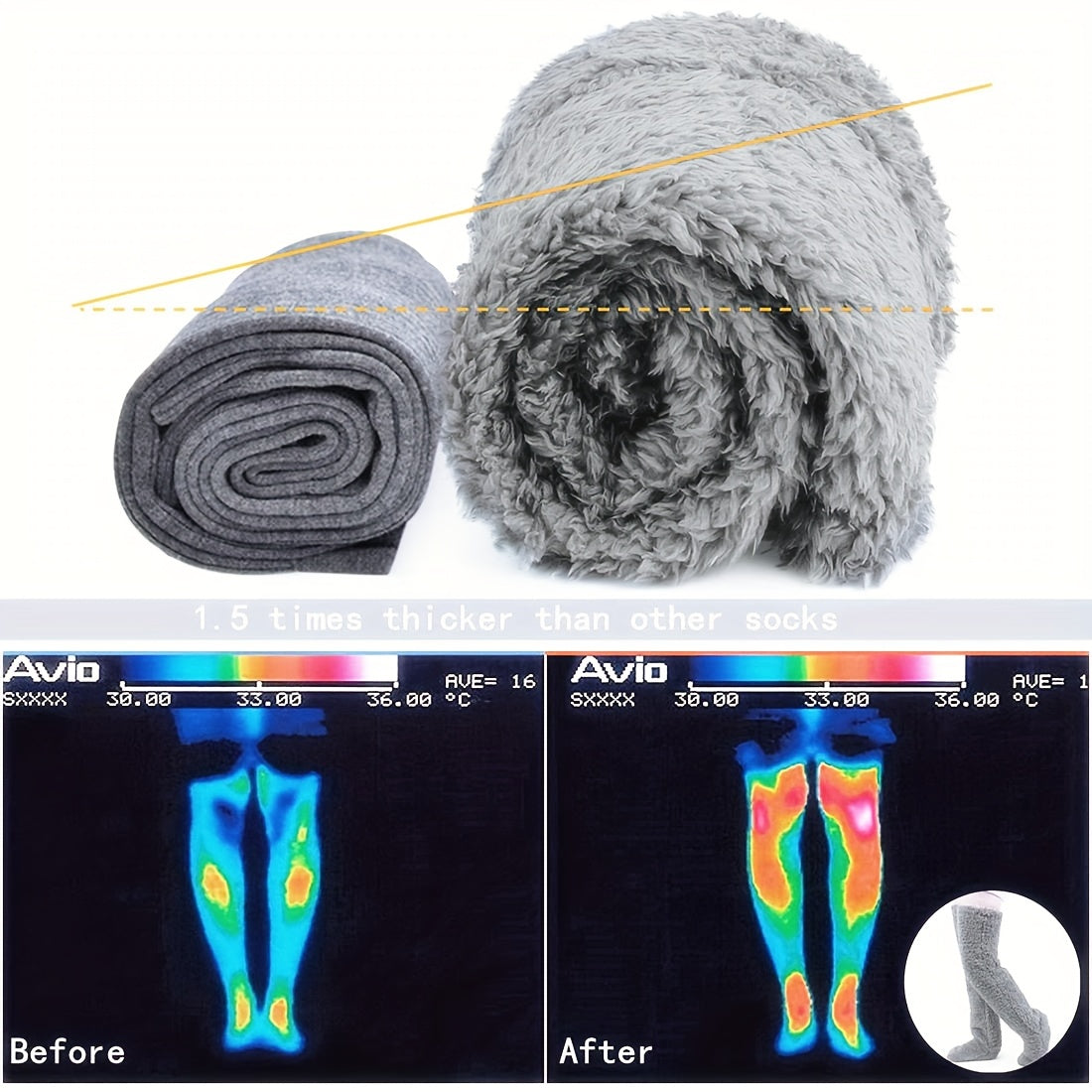 Solid Fuzzy Thigh High Socks Warm Over The Knee Socks Women's Stockings