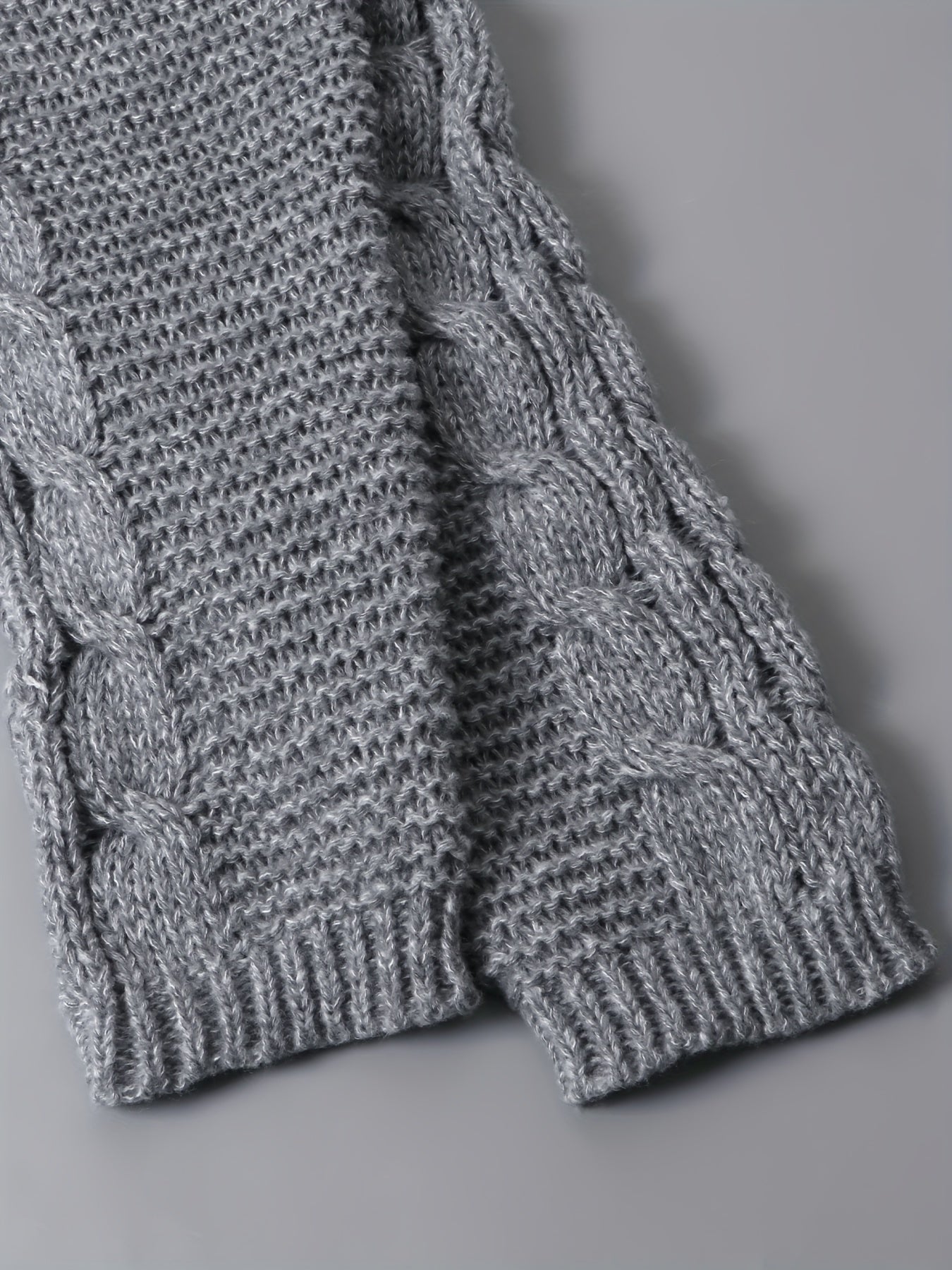 Solid Cable Knit Long Sleeve Open Front Sweater Cardigan