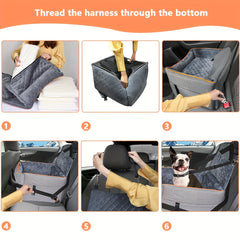 Kezoil Memory Foam Dog Car Seat Washable Cover Elevated Pet Car Seat