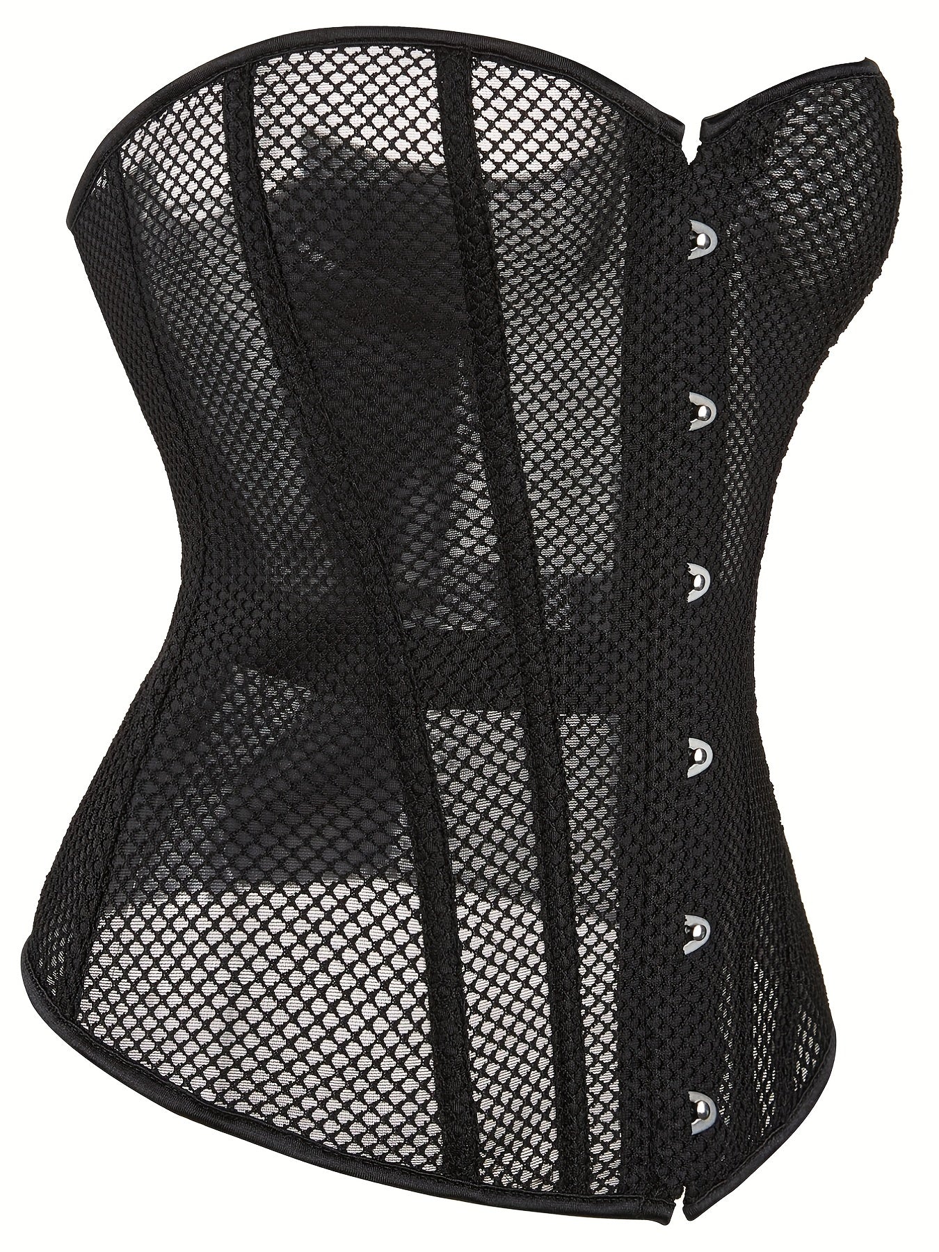 Mesh Strapless Corset Bustier Body Shaper Lace Up Lingerie