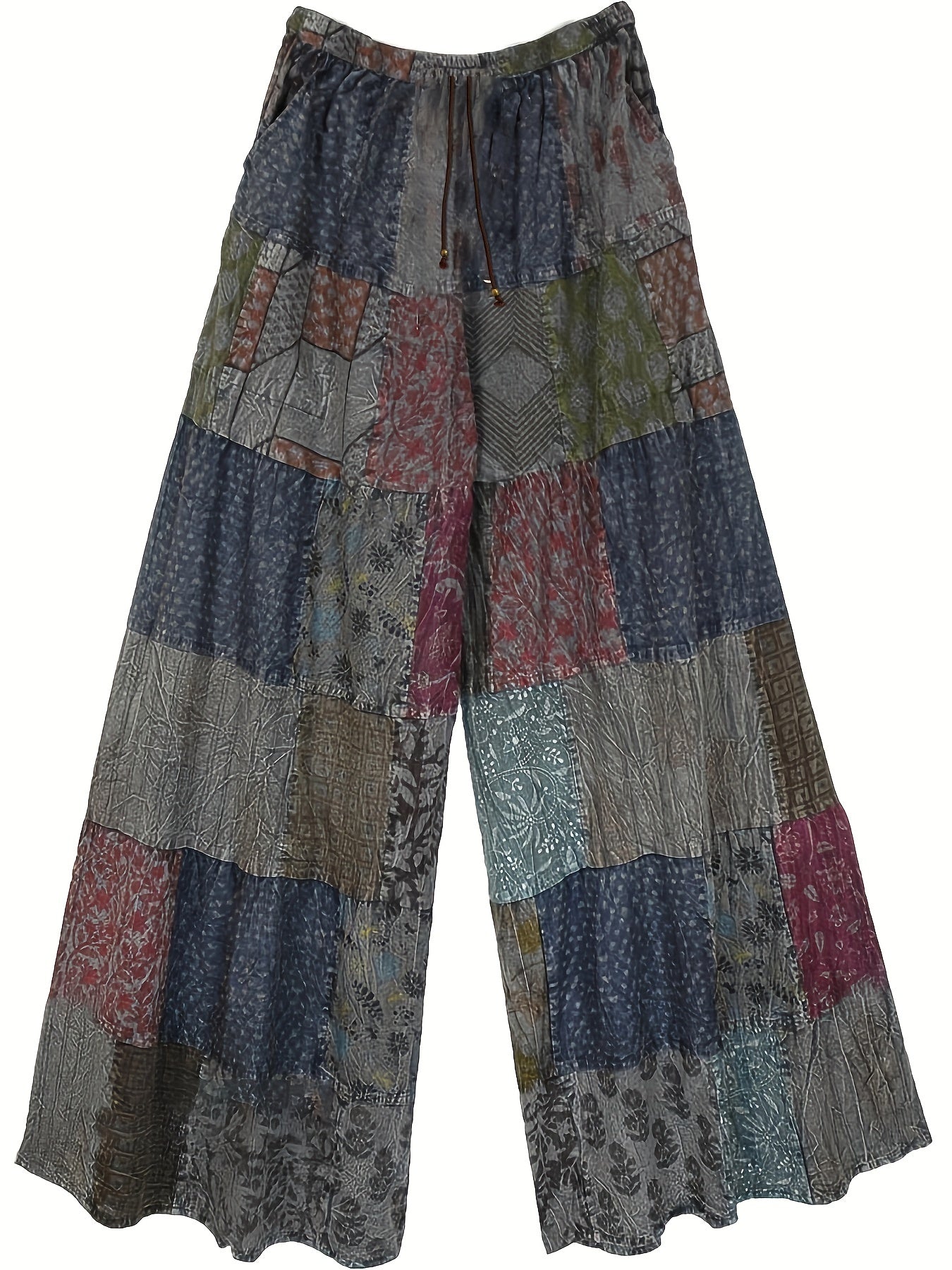 Hippie Patchwork Wide Leg Pants for Women