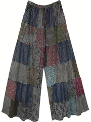 Hippie Patchwork Wide Leg Pants for Women