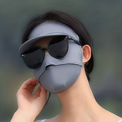 Ice Silk Sunproof Mask With Brim Lightweight UV Protection Face Cover