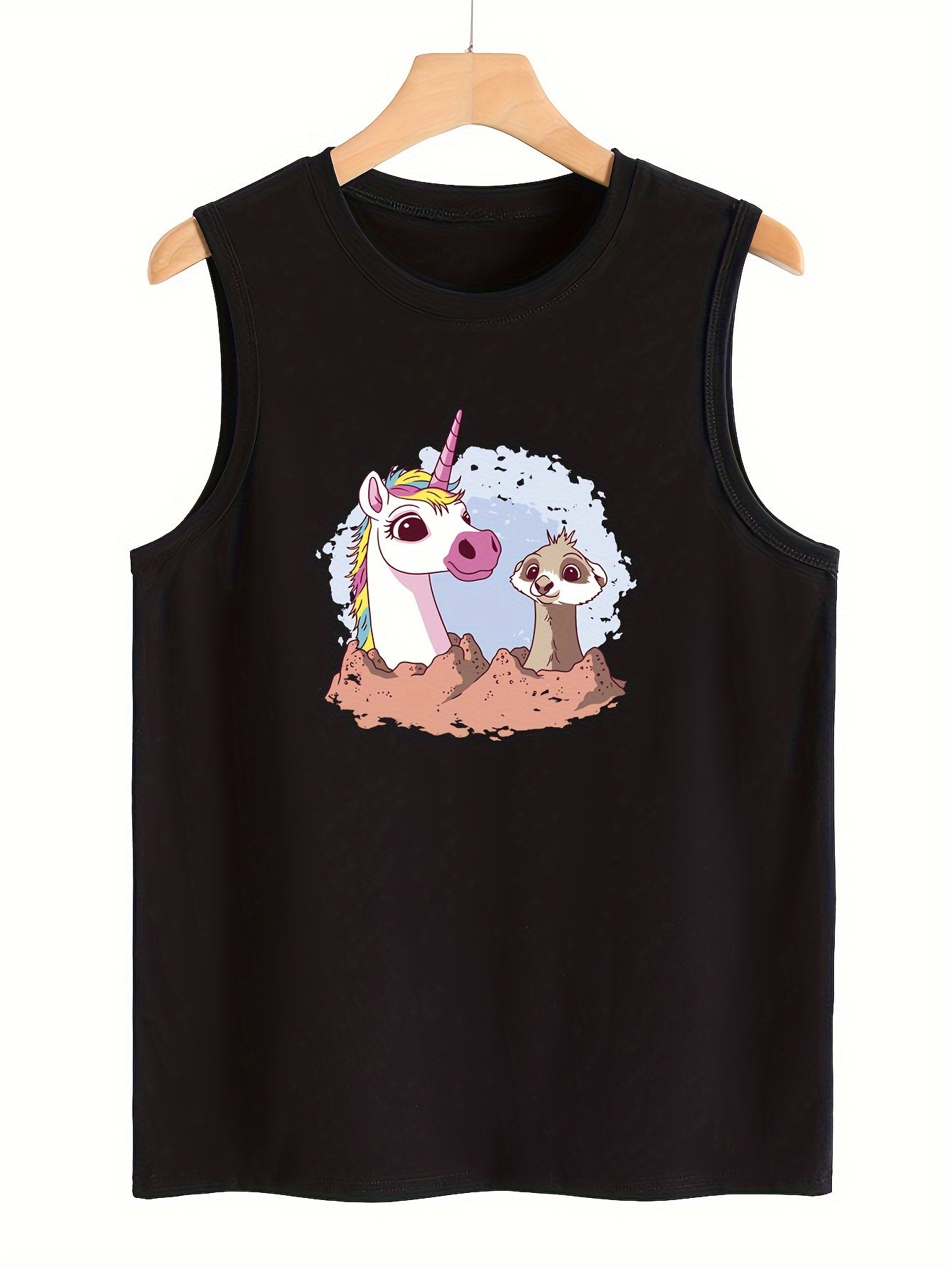 Cartoon Animal Print Sleeveless Sports Vest for Women