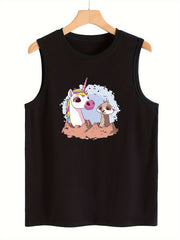 Cartoon Animal Print Sleeveless Sports Vest for Women