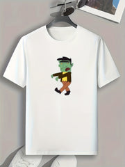 Cartoon Print Men's Graphic T-shirt for Summer