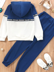 Boys 2pcs Letter Print Hoodie & Sweatpants Set Outdoor Spring And Autumn