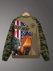 Mexico Rooster Print Men's Camo Long Sleeve Sweatshirt