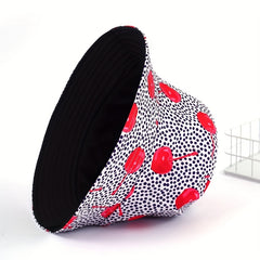 Cherry Print Bucket Hat Gray Sunshade Cap