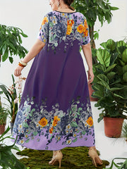 Boho Kaftan Dress Floral Print Maxi Dress