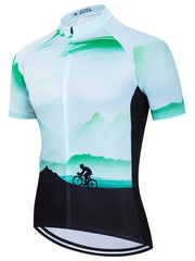 Men's Sunset Print Cycling Jerseys Lightweight Breathable Biking Shirt