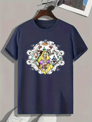 Skeleton Princess Pattern Print Men's Sports T-shirt Comfy Graphic Tee
